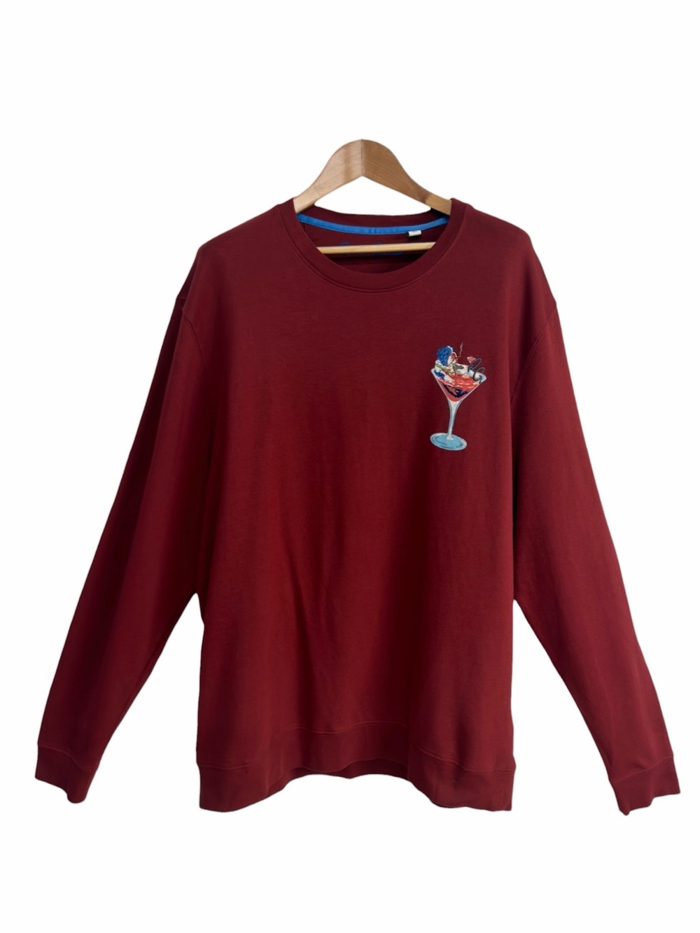 Robert Graham Graham Tini Martini Embroidered Burgundy Sweatshirt XXL Pullover